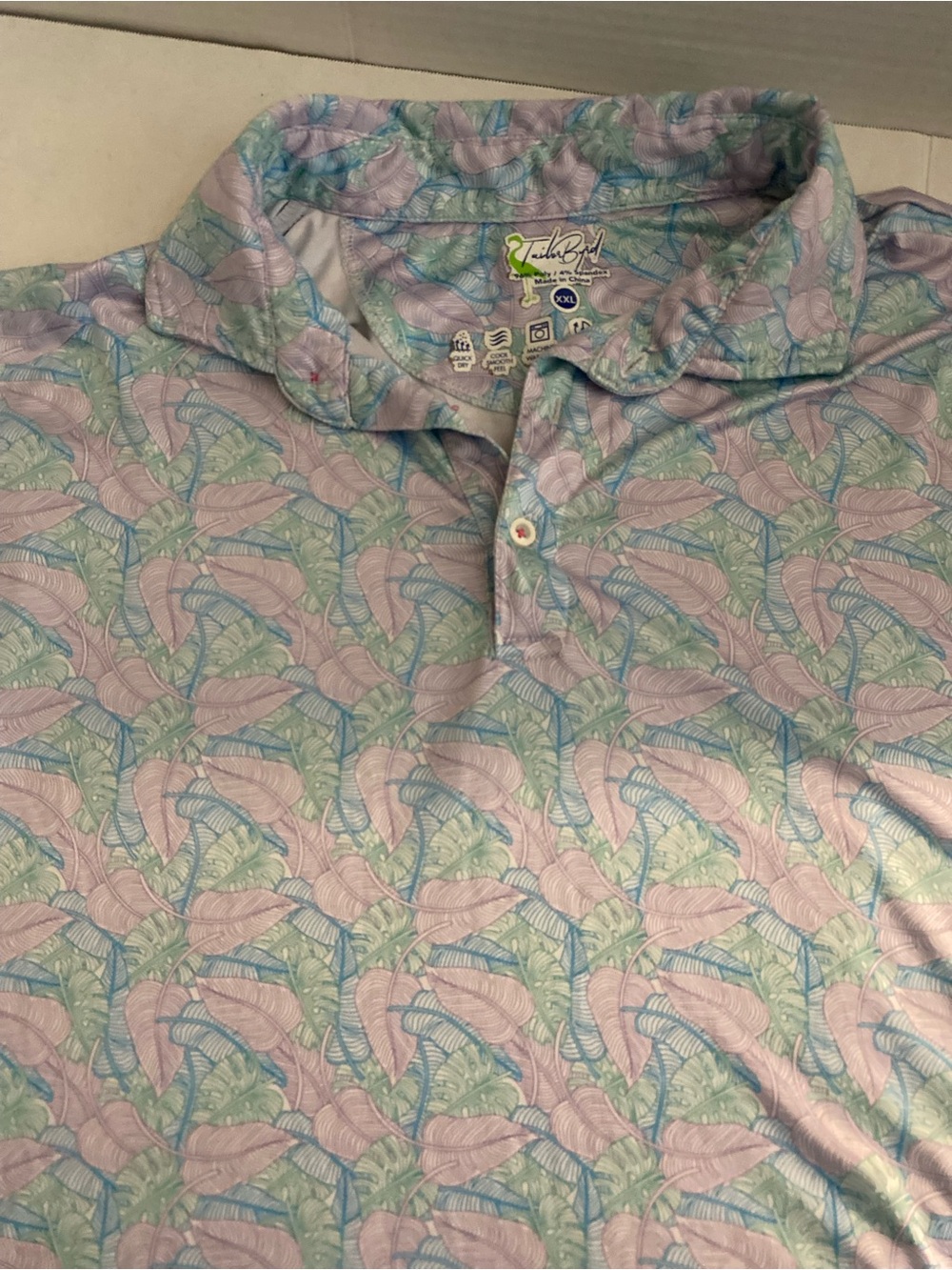 TailorByrd Vintage Tropical Printed Mesh Performance Polo.